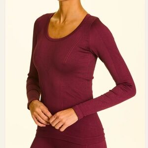Alala Barre Seamless Long Sleeve Top in Burgundy